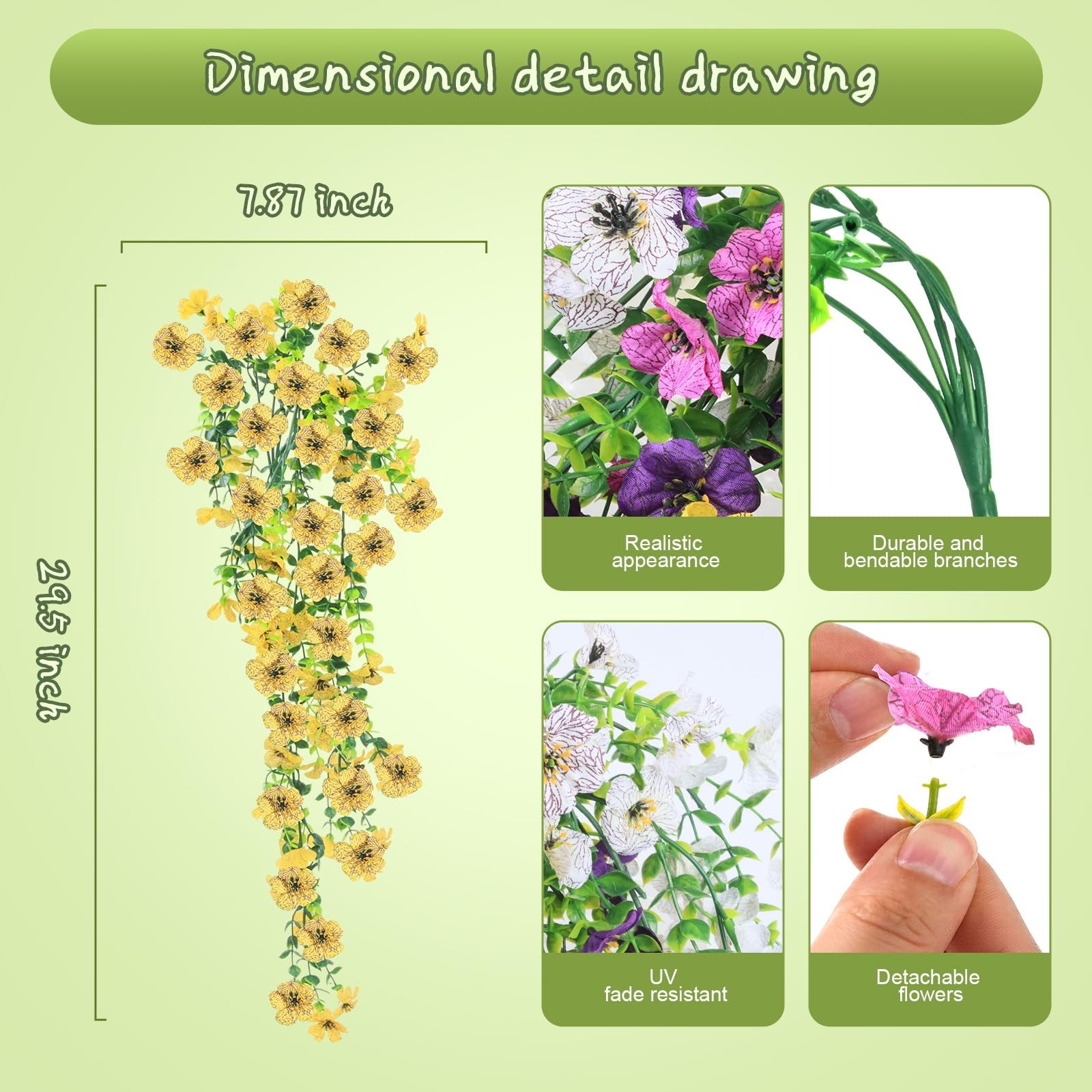 UV Resistant Artificial Hanging Flowers 6 Piece Set