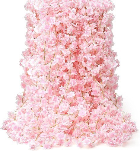 6PC 35.4FT Cherry Blossom Flowers Garland Spring Decoration Artificial Pink