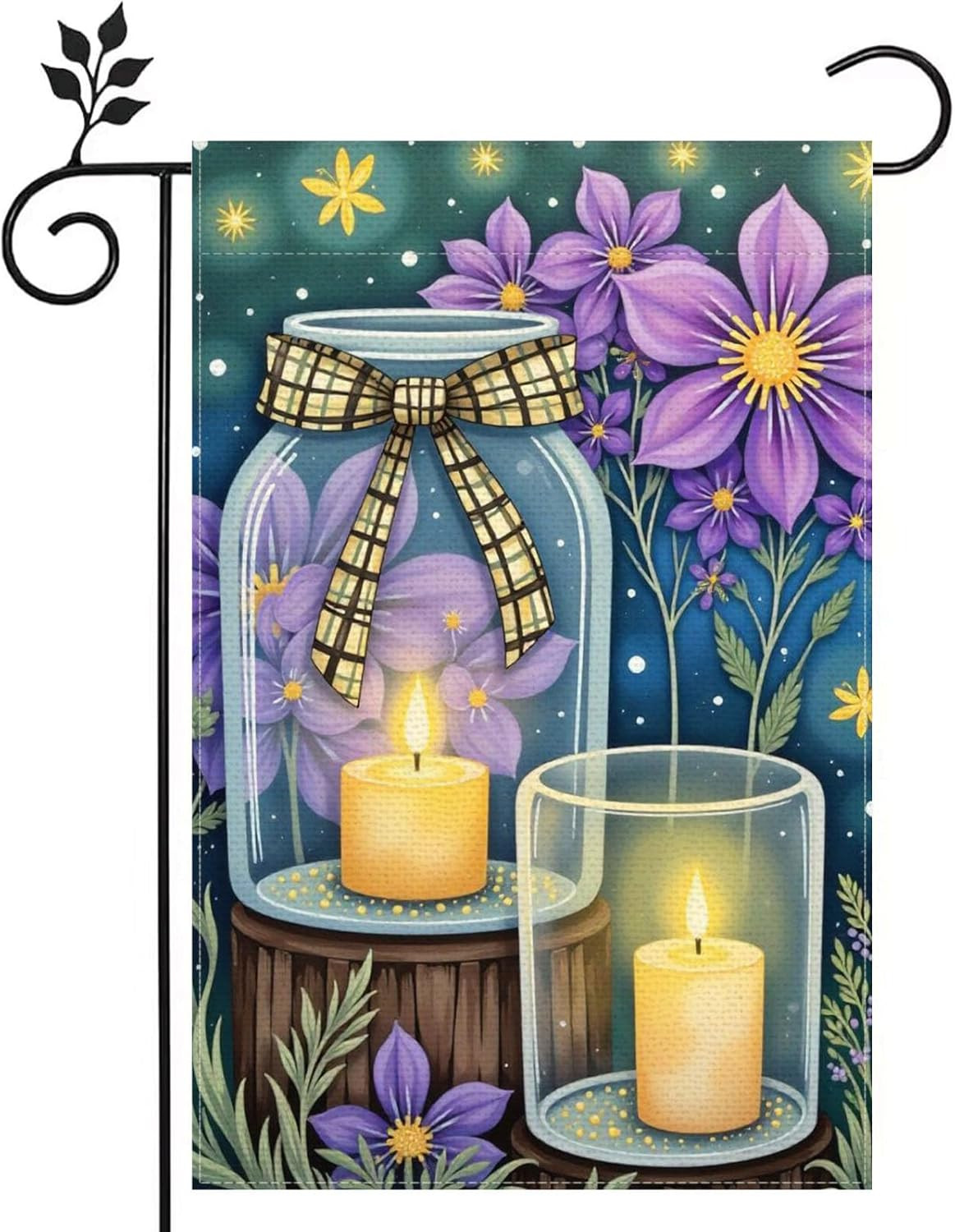 Spring Vase Colorful Flowers Daffodil Daisies Tulip Firefly Candle Garden Flag 1