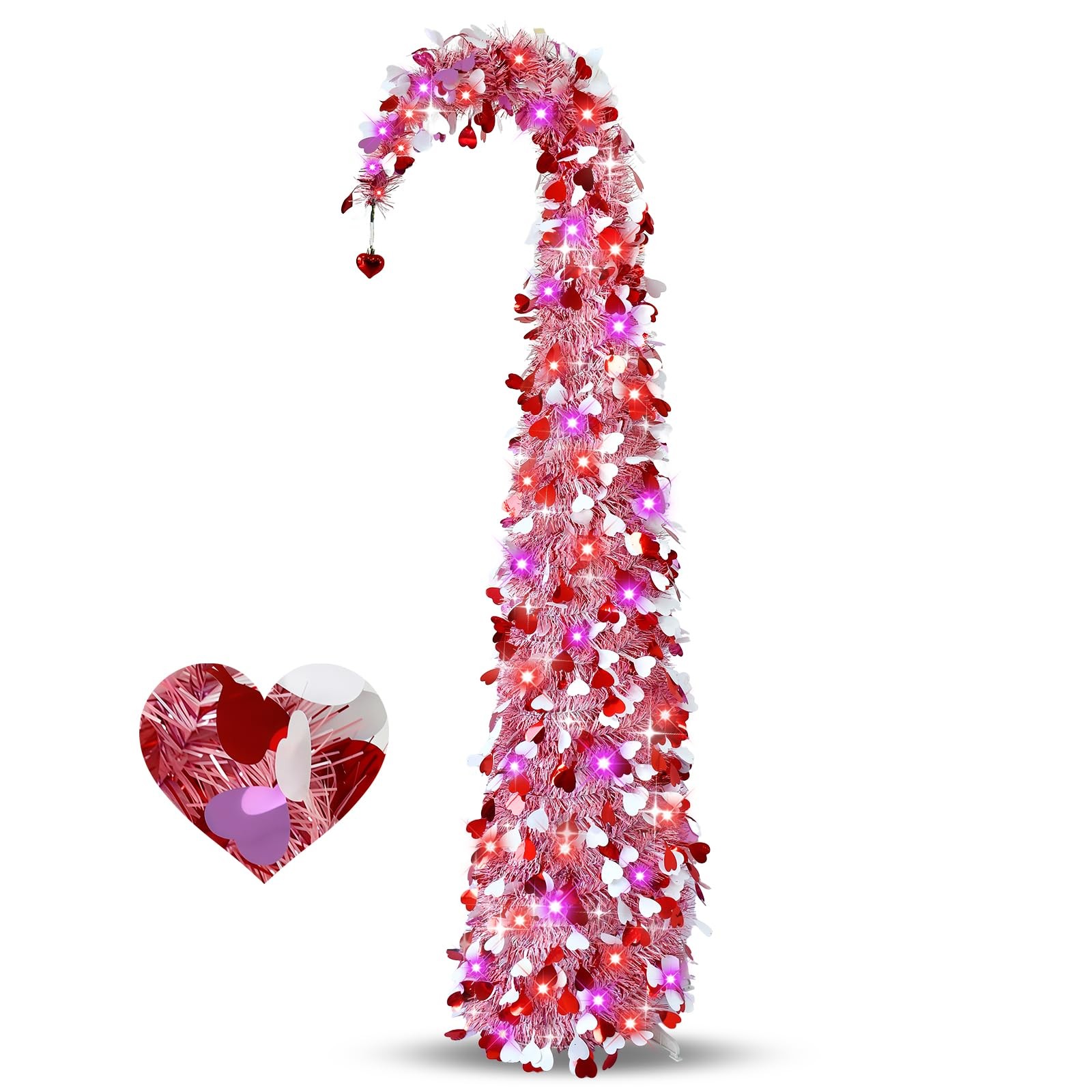 5 Ft Valentines Day Tree,Valentines Day Decorations,Pink Heart Tree with Ligh…