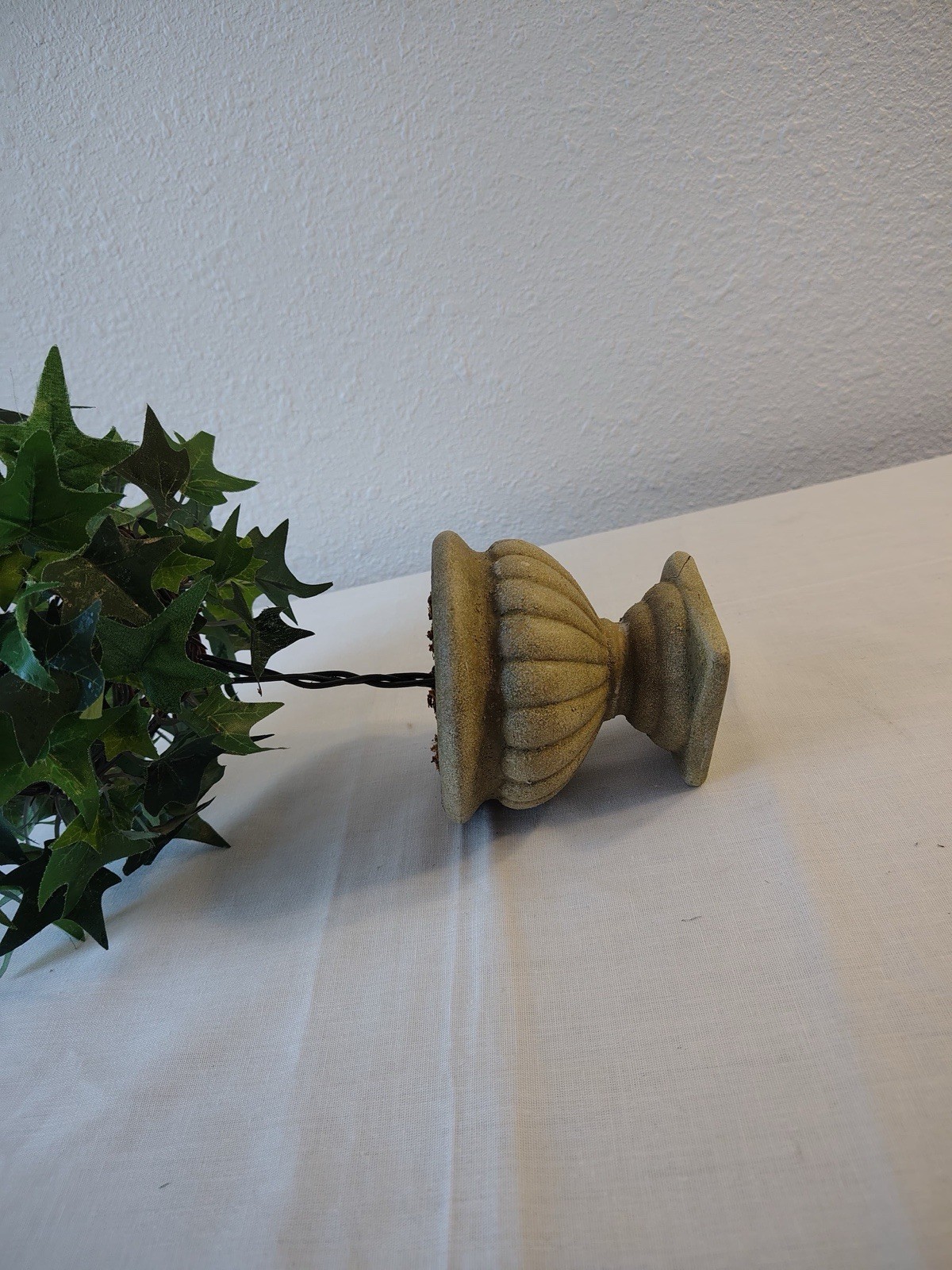 Artificial Ivy Topiary Ball, Green, Decorative Beige Urn Planter, Floral Garden