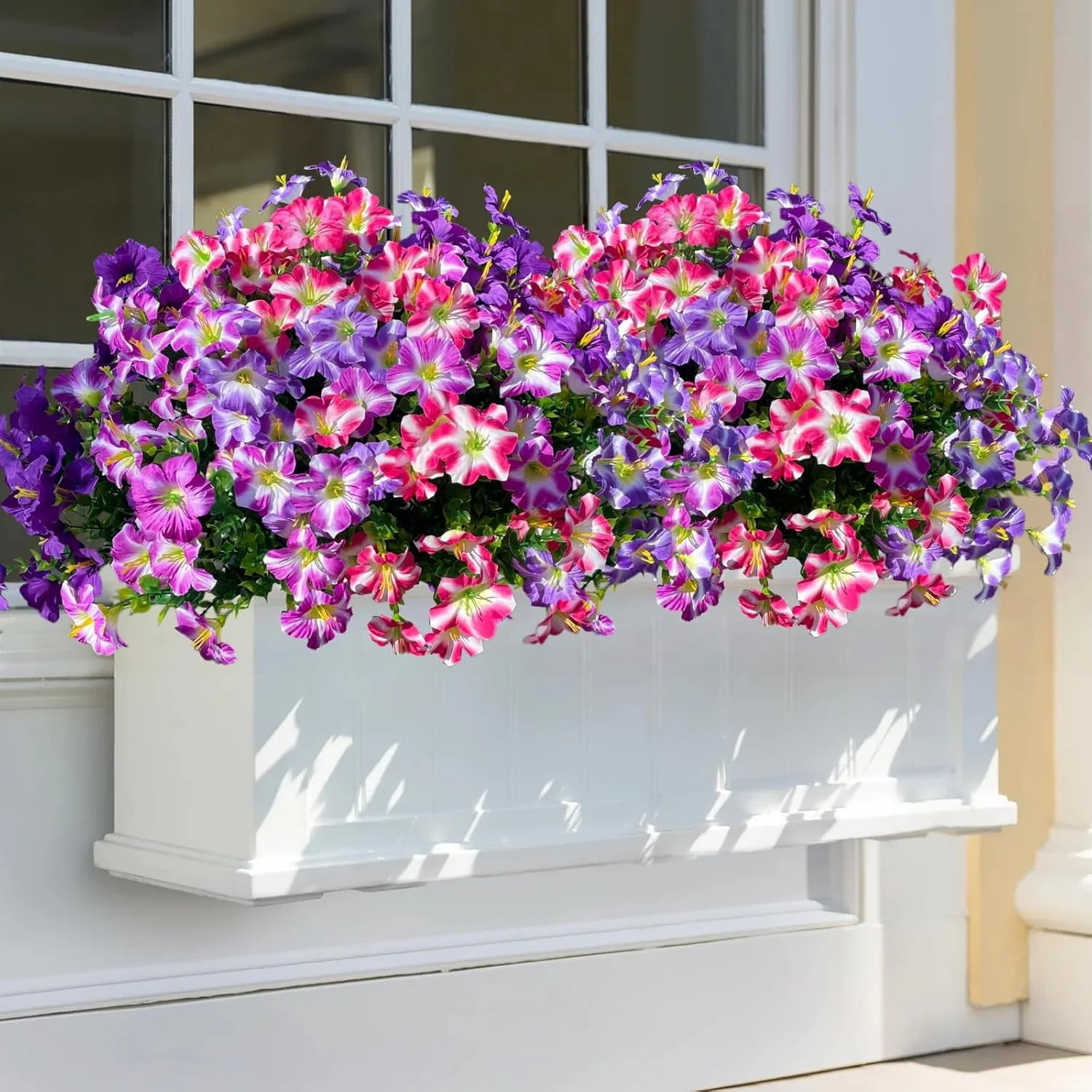 12 Bundles Artificial Petunia Flowers UV Resistant Faux Outdoor Garden Decor