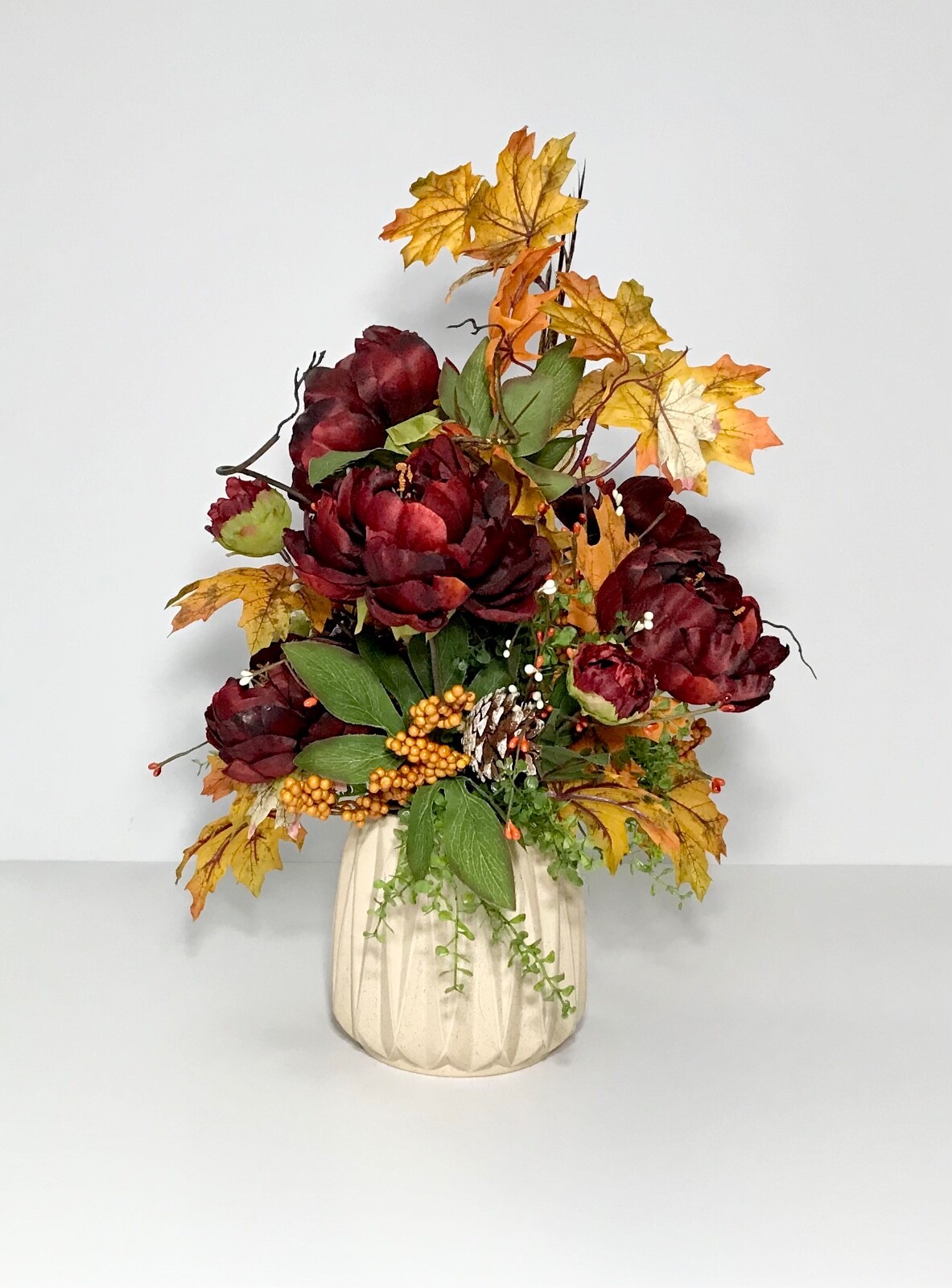 ELEGANT FLORAL ARRANGEMENT FALL HARVEST THANKSGIVING TABLE DECORATION GIFT NEW