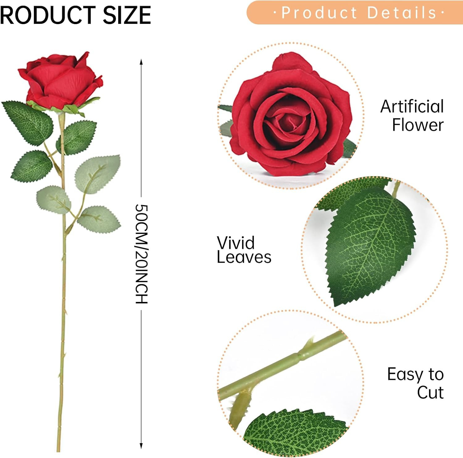 200 Pack Artificial Silk Roses – Rose Red Fake Flowers for Home & Wedding Decor