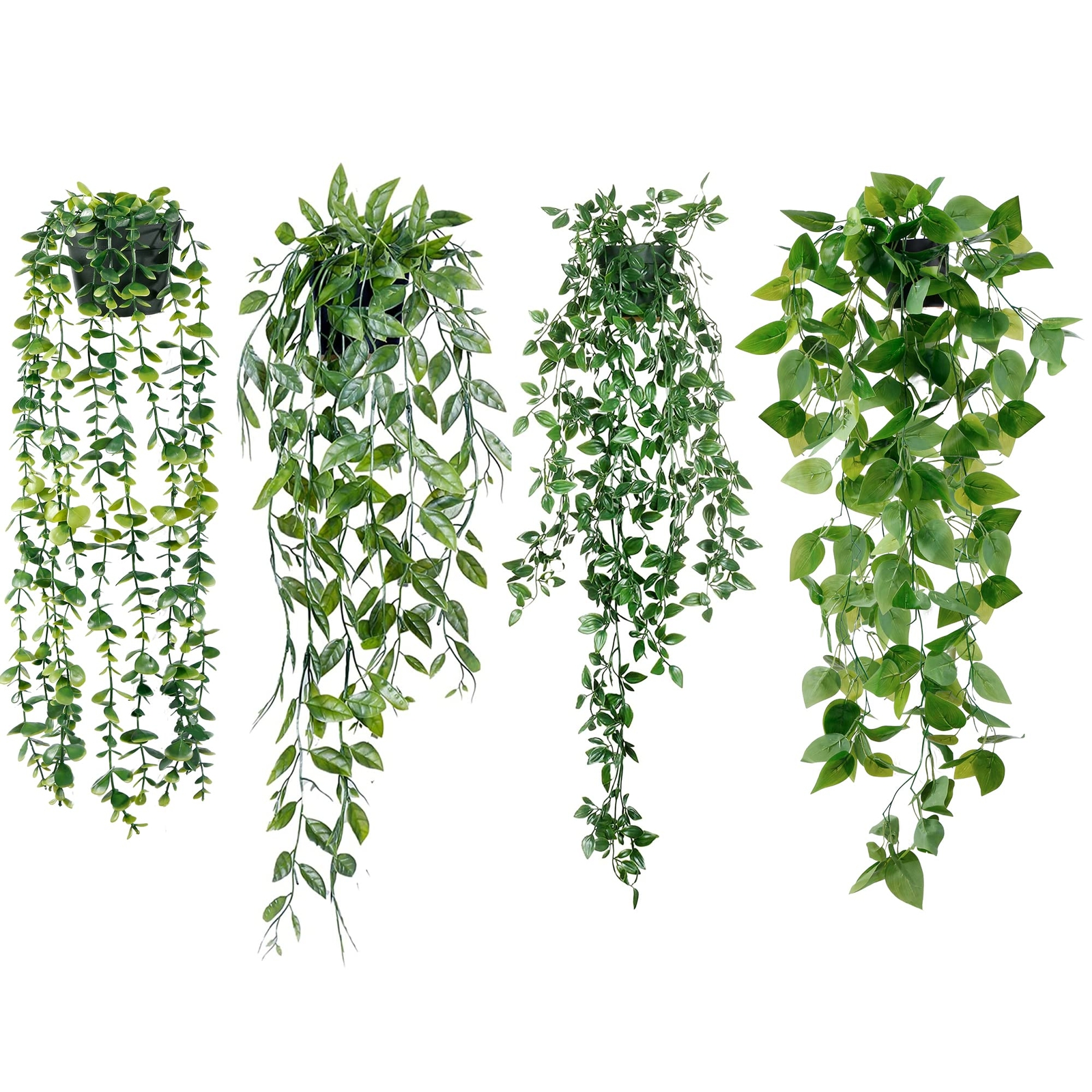 4 Plantas Colgantes Artificiales De Hiedra Falsa Para Decoración De Pared Hogar