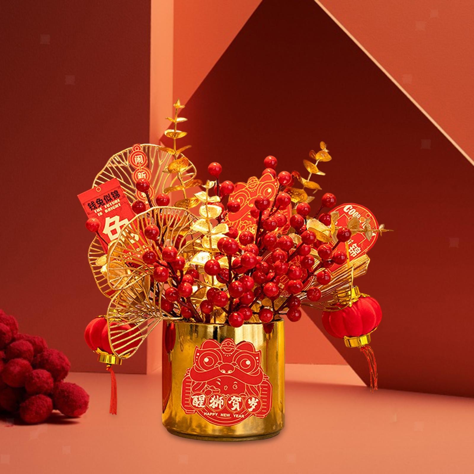Simulation Flowerpot Chinese New Year Table Ornament DIY for Bedside Table