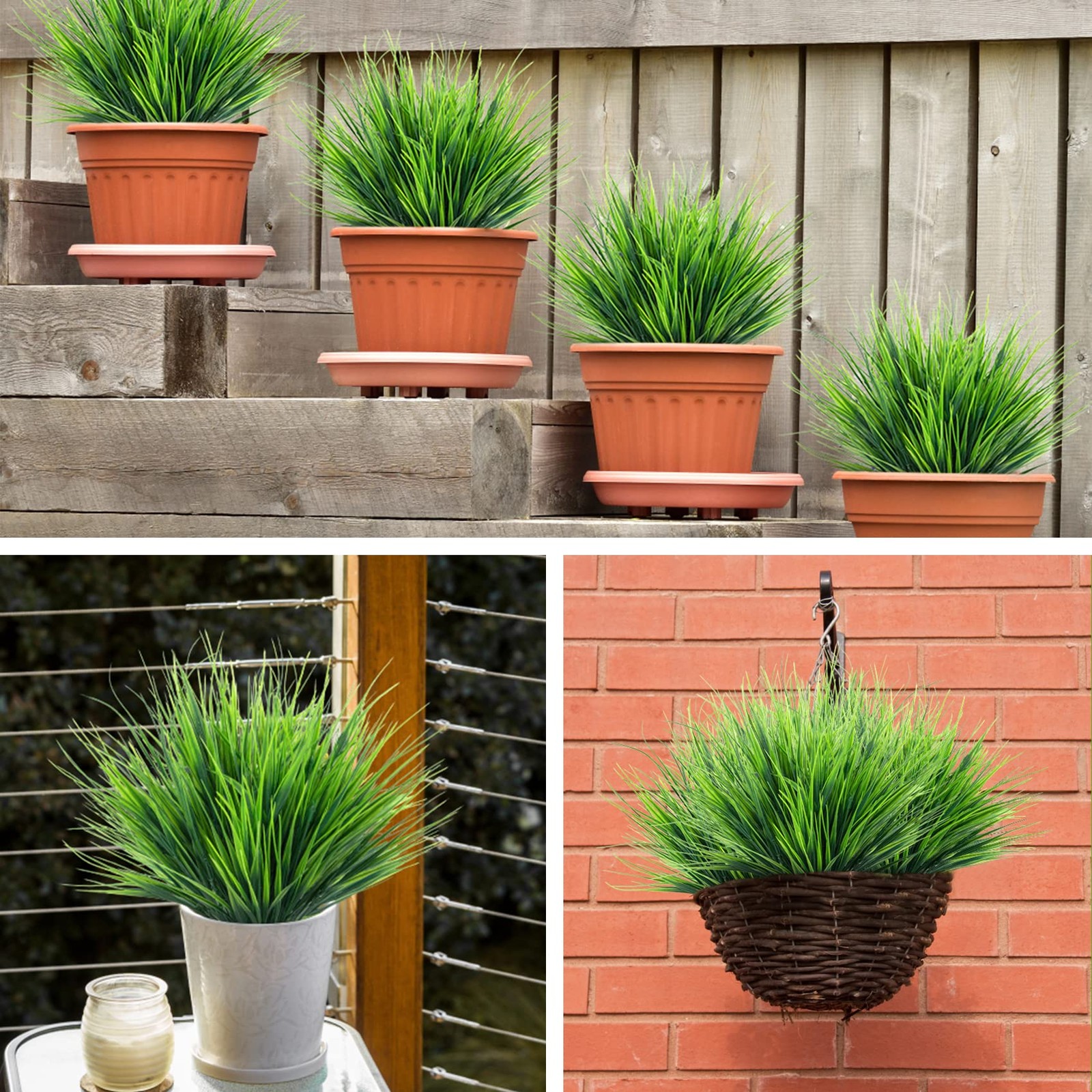 Ouddy Decor 24 Bundles Artificial Plants Outdoors Fake Wheat Grass Faux Greener
