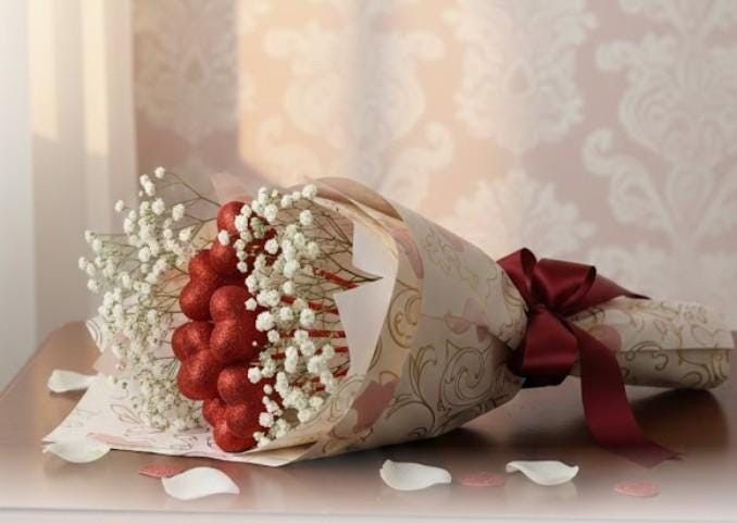 Red Glitter Heart Picks Valentine’s Day Picks Home For Baskets Party Supplies