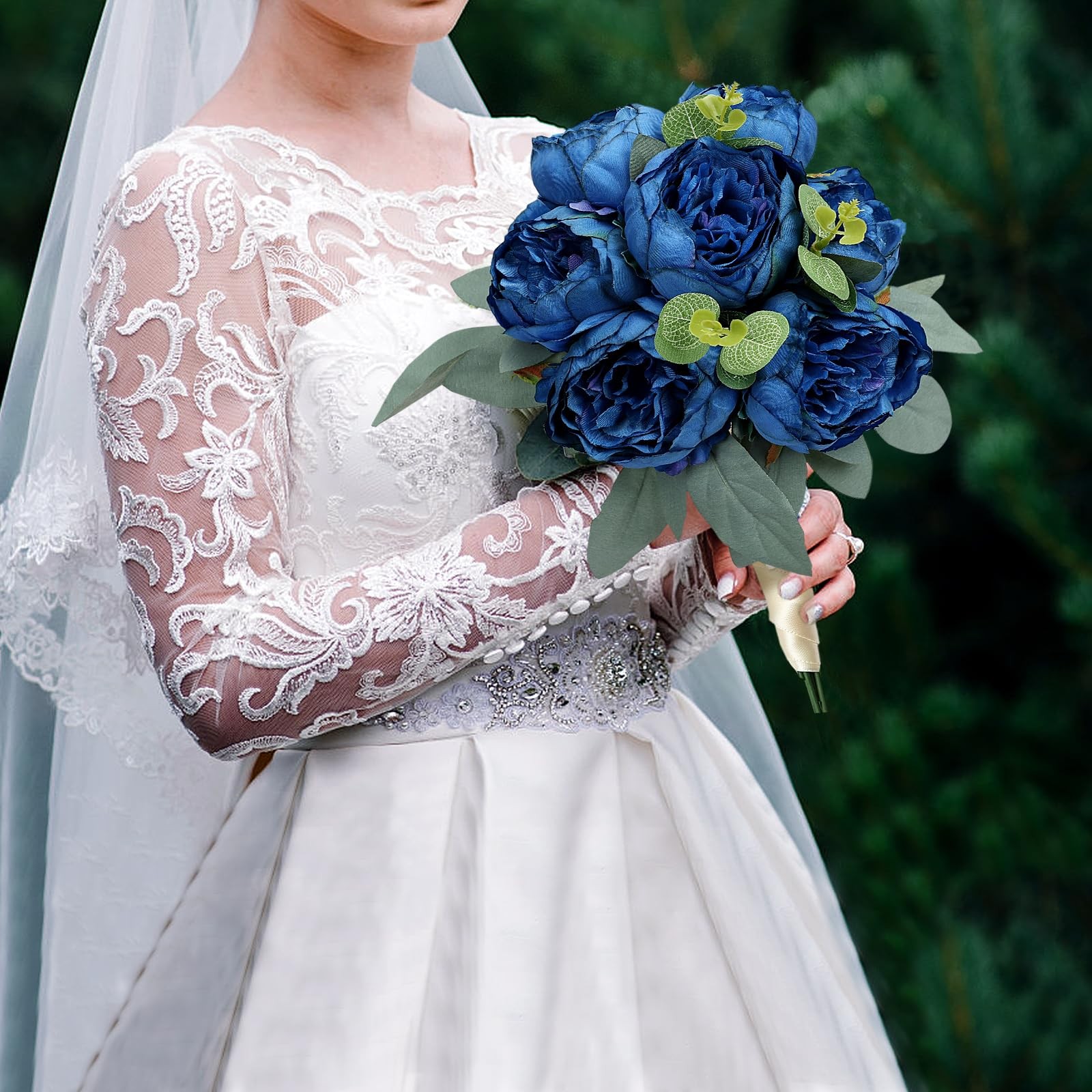 50 PCS Artificial Navy Blue Peonies Flowers Bulk Fake Silk Heads Wedding Decor