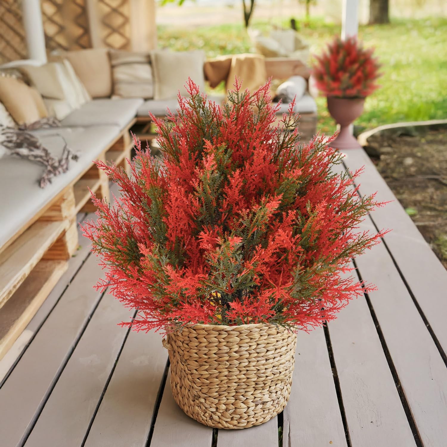 2pack 23Inch Realistic Artificial Autumn Plant Balls Simulation Cedar Trees, …