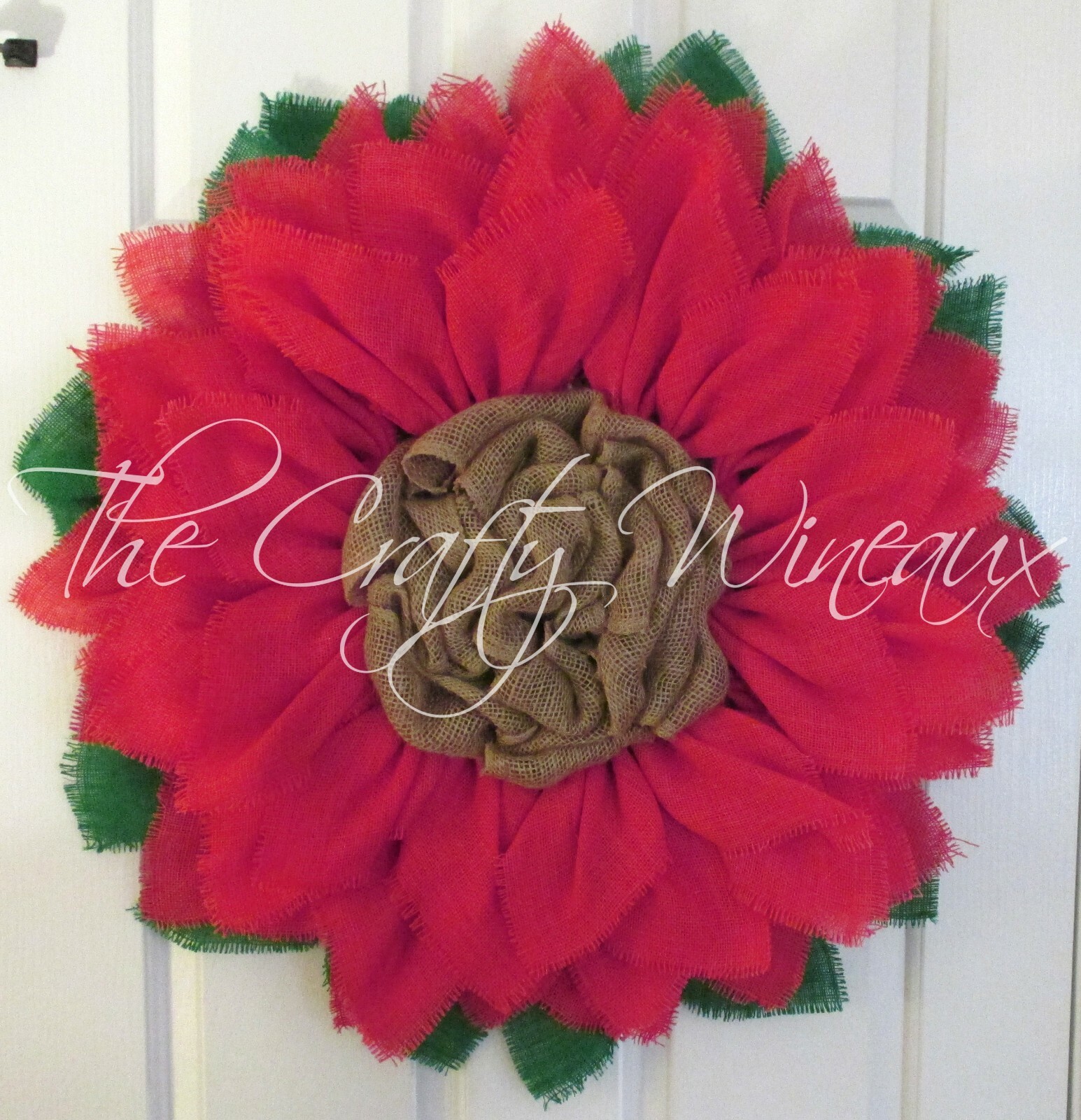 The Crafty Wineaux – Extra Large 30″ Rich Coral Pink Burlap Sunflower Wreath