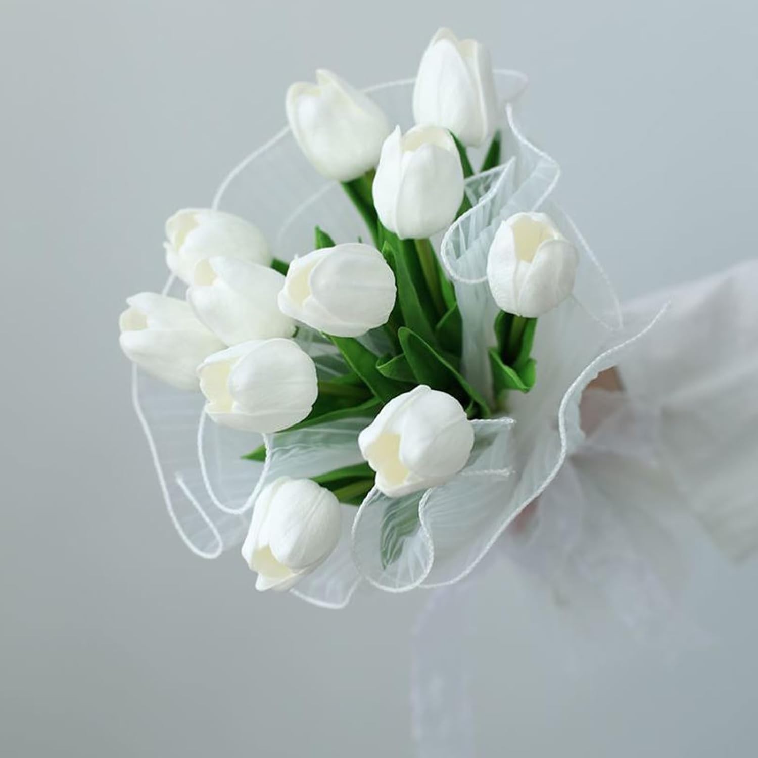 Fake Tulips Flowers for Wedding Party Decor, 30pcs White