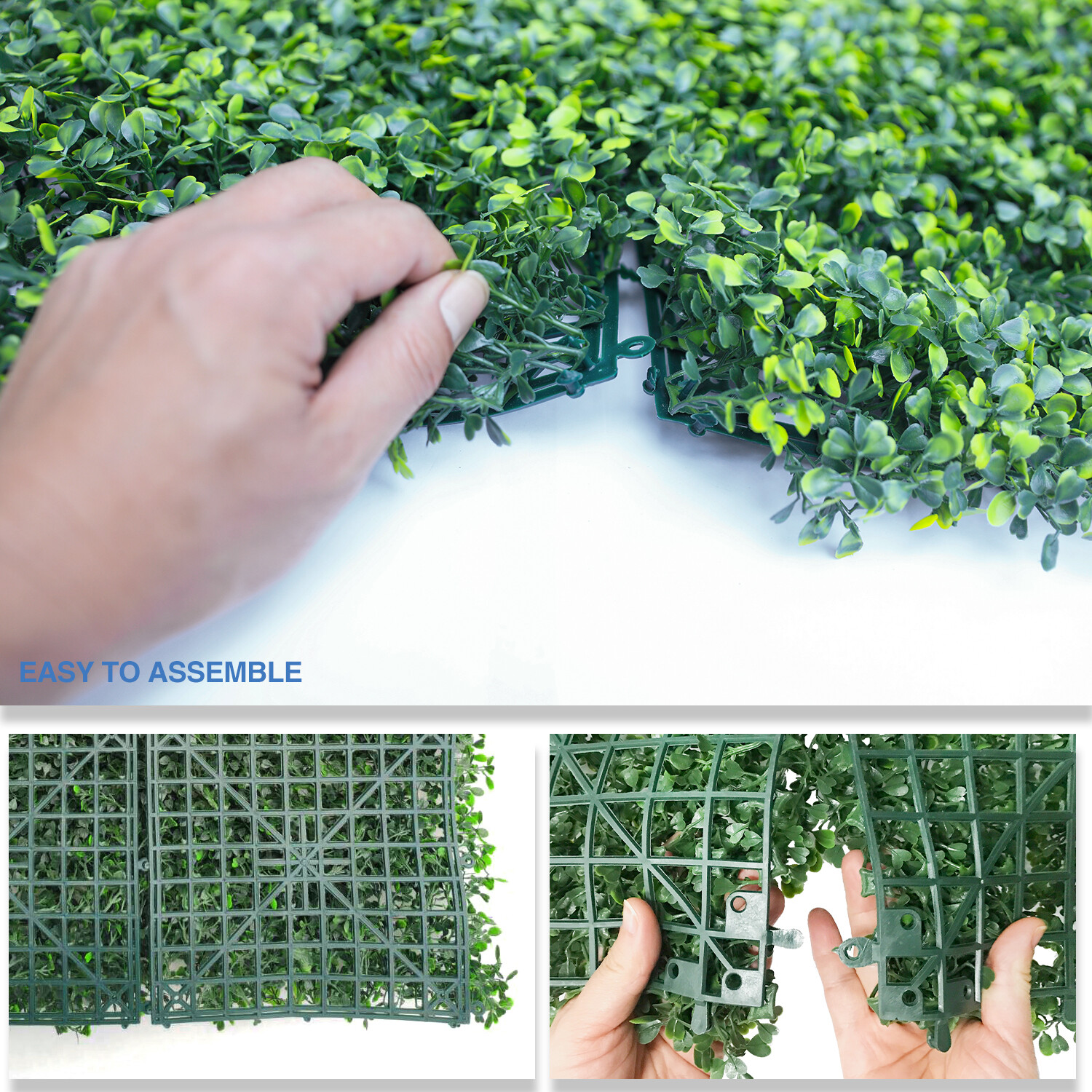 20in Artificial Faux Plant Boxwood Leaf Fence Panel Wall Home Decor Grass Mat