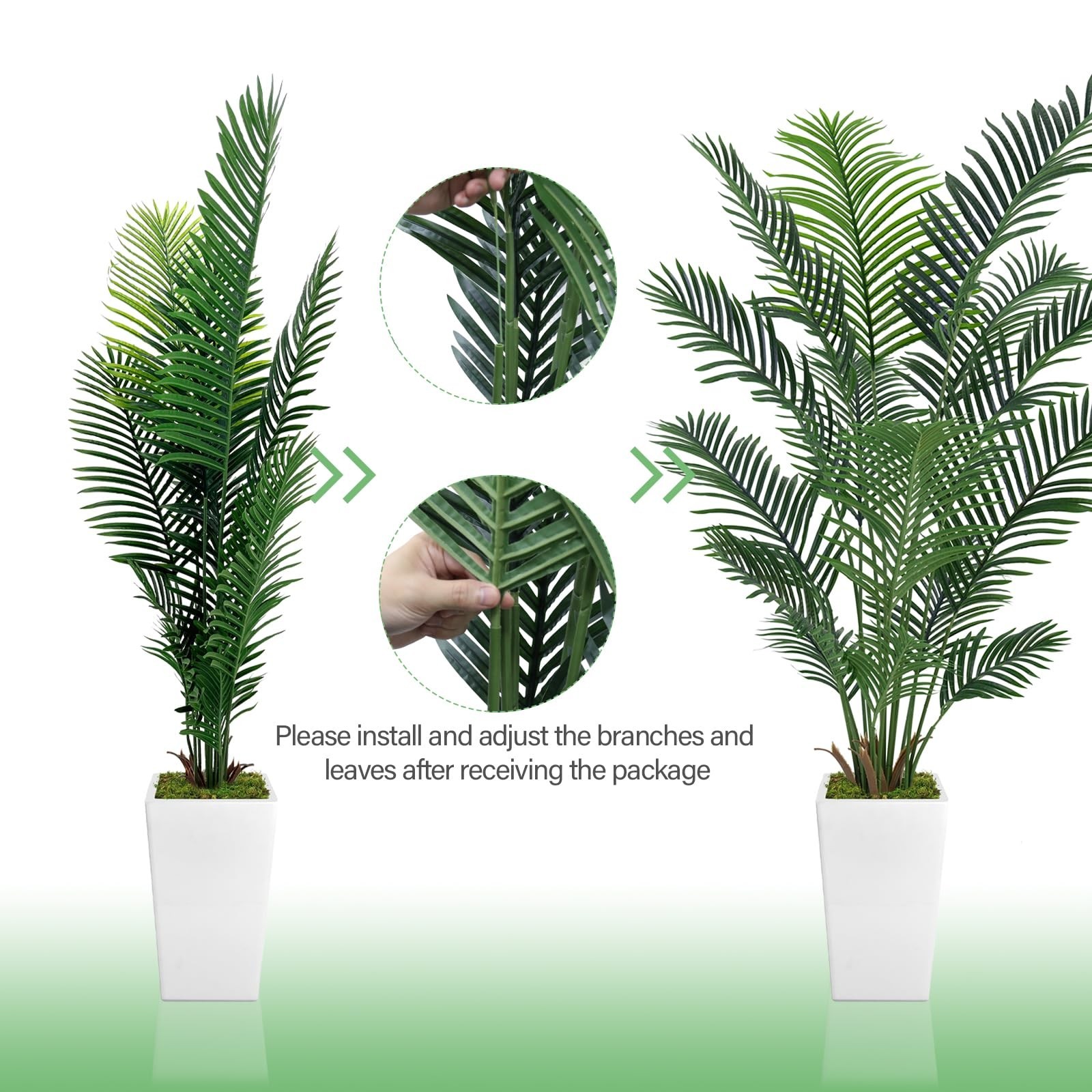MODCART Artificial Palm Tree 7FT Tall White Planter Natural Wood Trunk