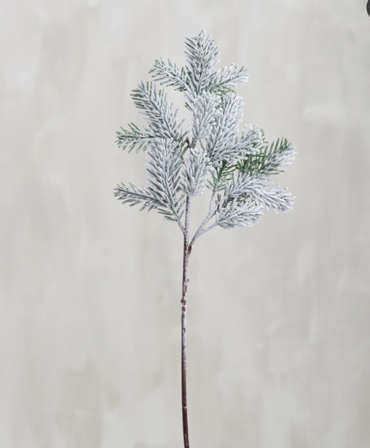 Flocked Pine Pick, 24” Christmas Or Winter