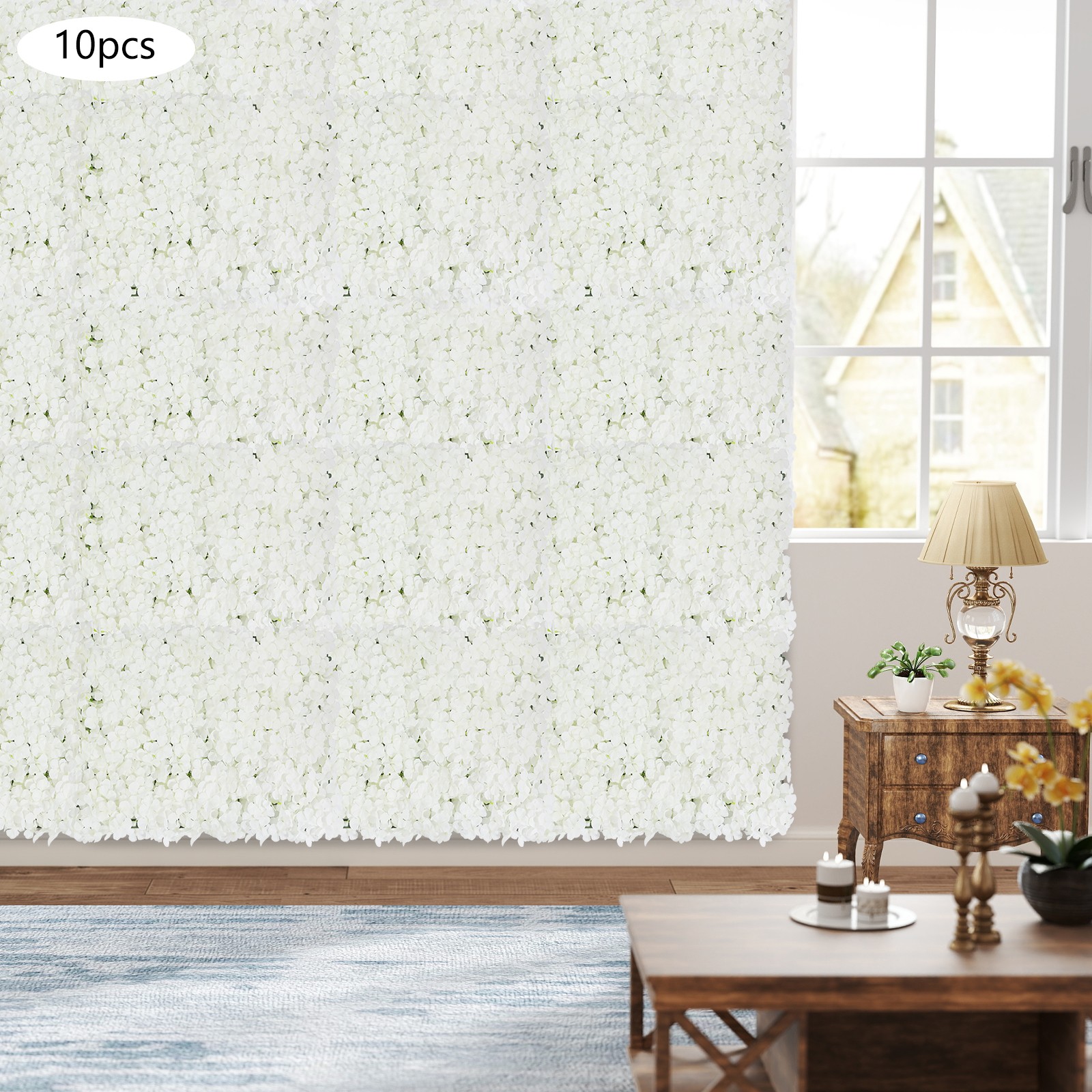 10 PCS Flower Wall Panel 24″ x 16″ Decorative Hydrangea Flower Panels Wall