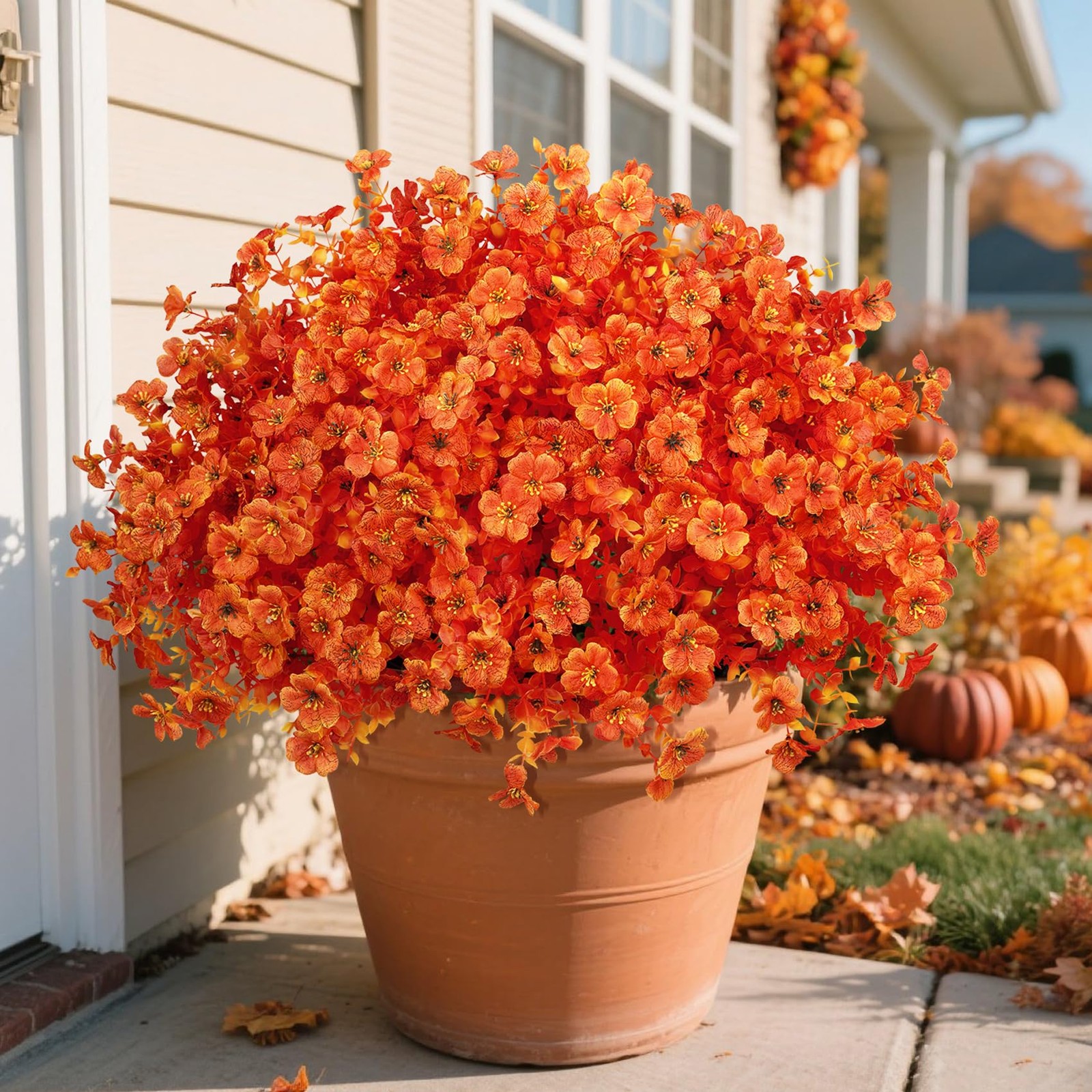 Ouddy Decor Bright Orange Artificial Flowers 24 Pcs