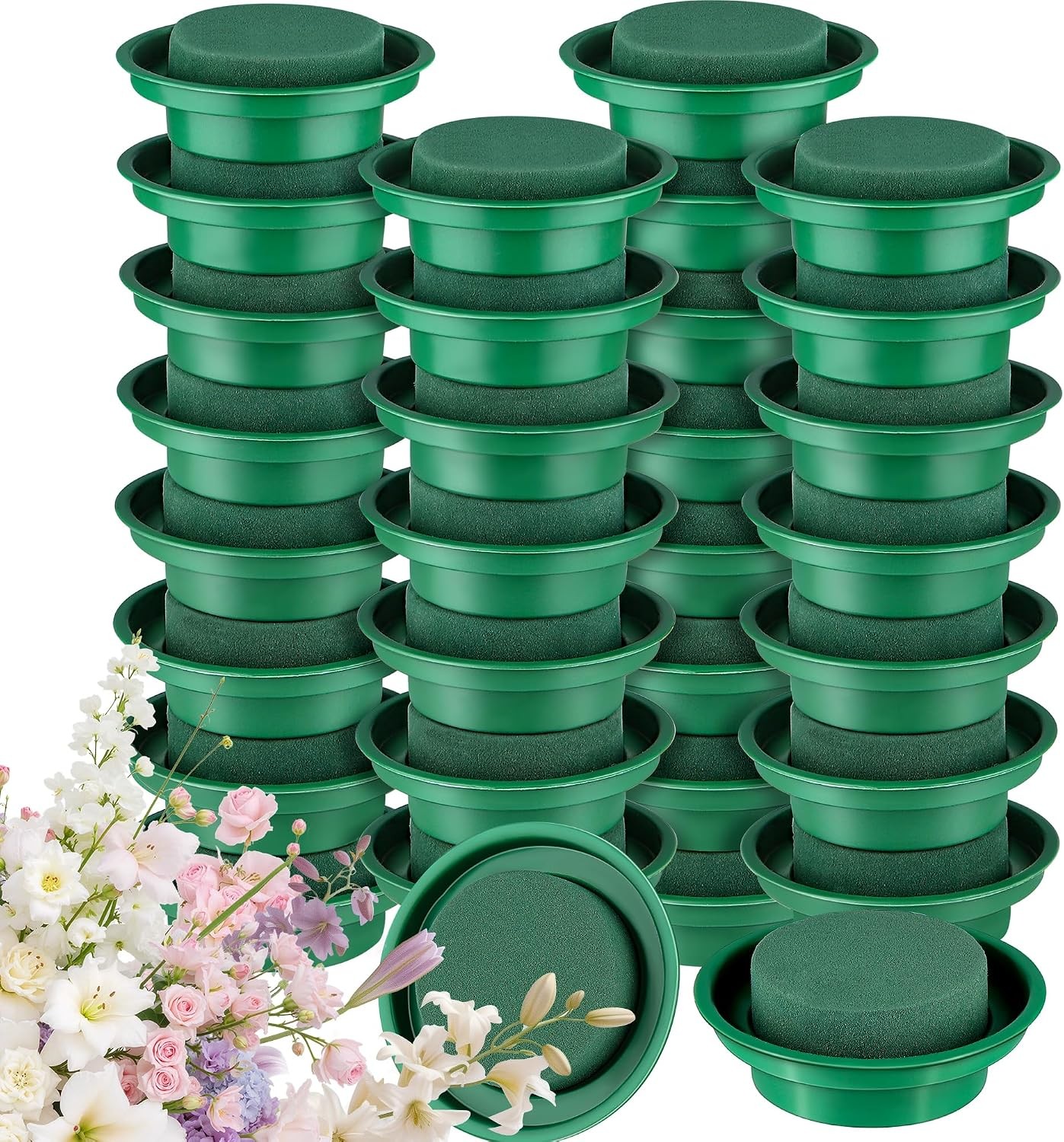 8 Packs Green Floral Foam Rounds in Bowls DIY Flower Arrangement Kit Fresh &