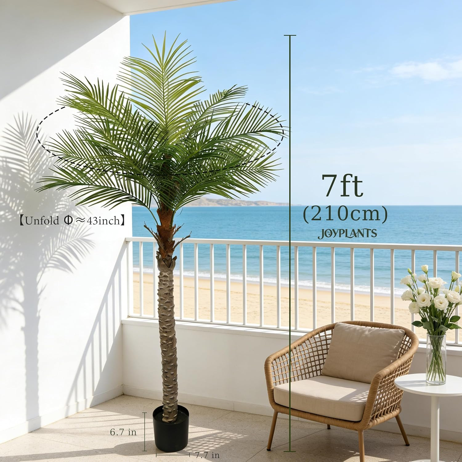 7Ft UV Resistant Artificial Palm Tree for Indoor & Outdoor Decor