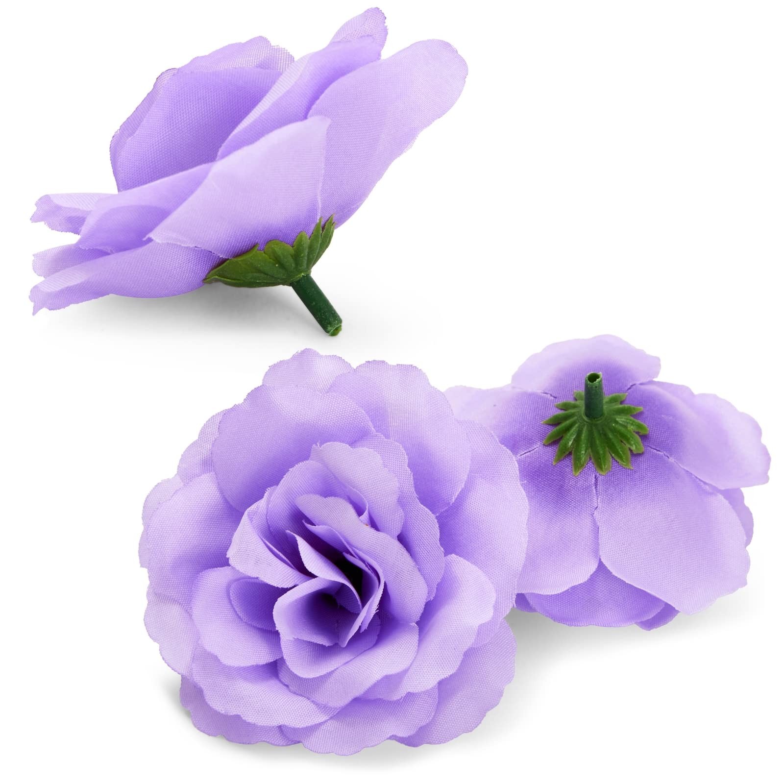 Silk Foam Roses – 50 Stemless 3in Light Purple Heads – Realistic Blooms for W…