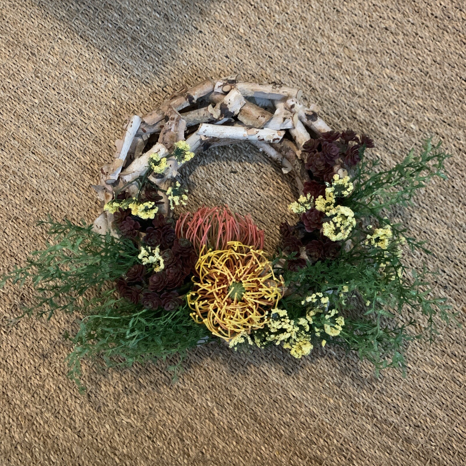 Handcrafted Cut And Created Branch Circle Wood Faux Floral Wall Decor