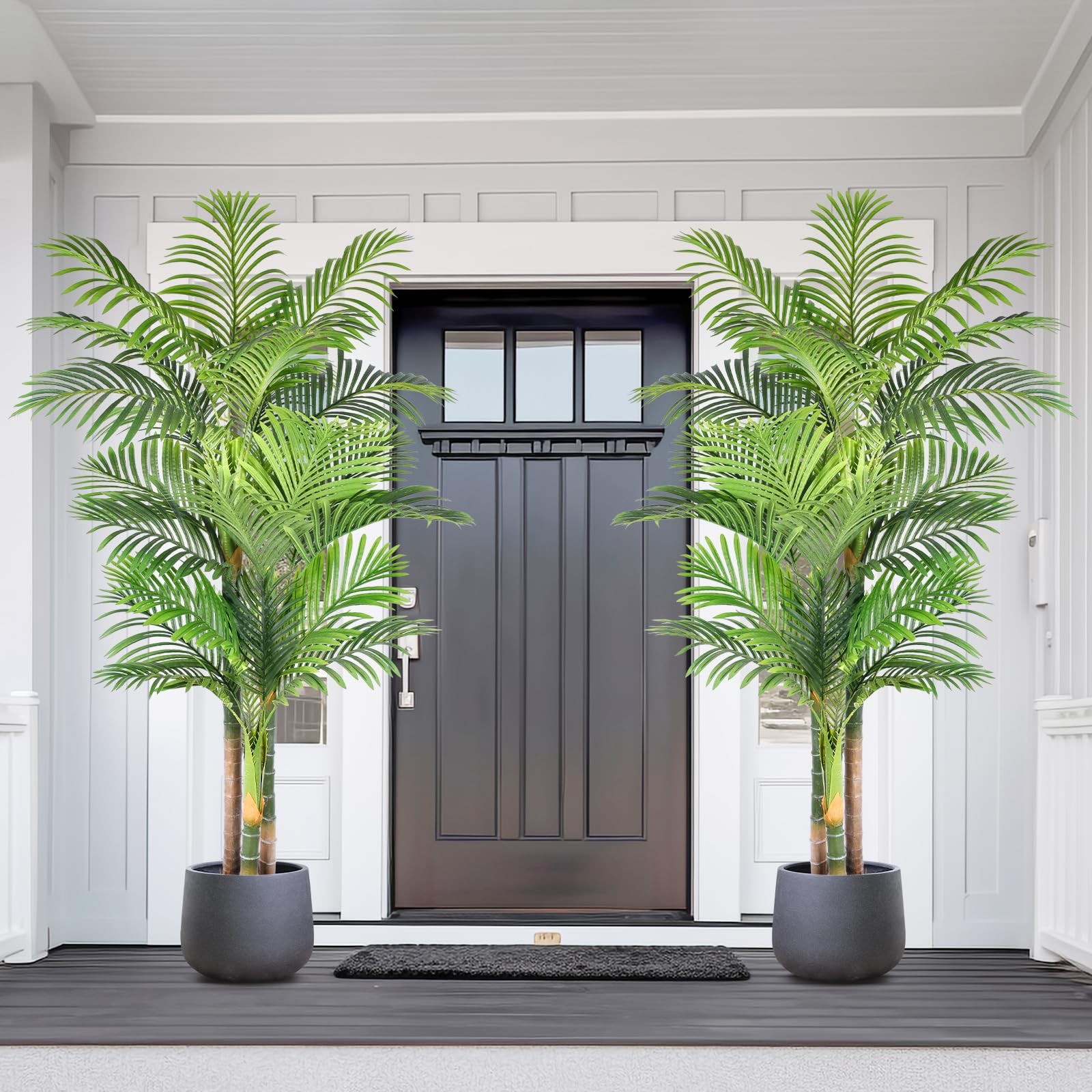 6ft Tall Triple Golden Cane Palm Artificial Tree 72inch Large Tropical Palm T…