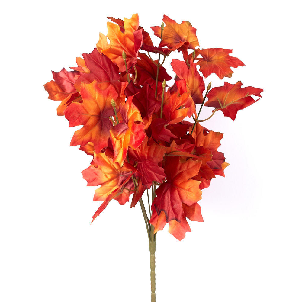 Artificial Orange Maple Leaf Bushes – Package of 4