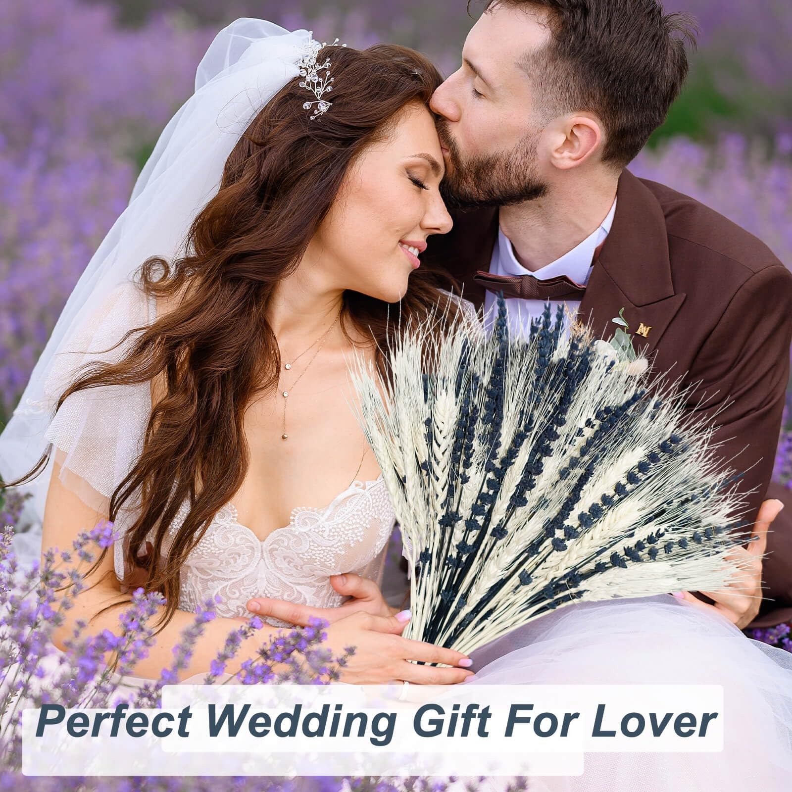Dried Lavender & Wheat Flowers Bundle – 17” Real Fresh Preserved Lavender Fl…