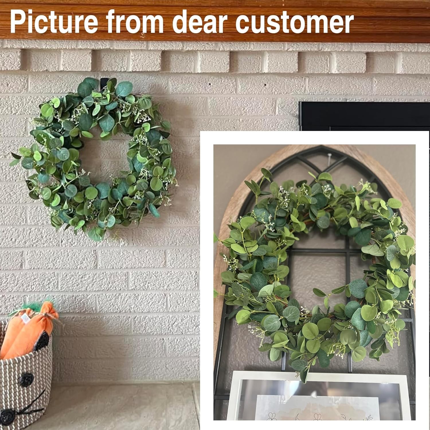 Durable 22-Inch Eucalyptus Wreath – Handmade Silk for Indoor & Outdoor Use
