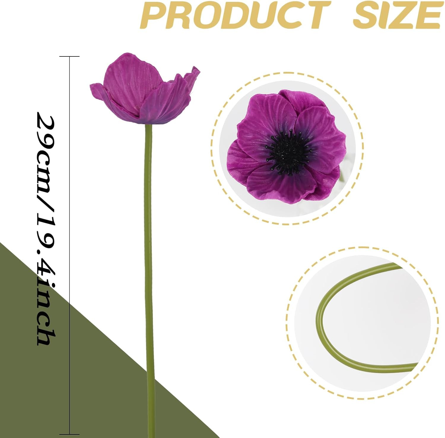 Purple Poppies Flowers Artificial 20PCS Real Touch PU Faux Poppy Flowers Bulk wi