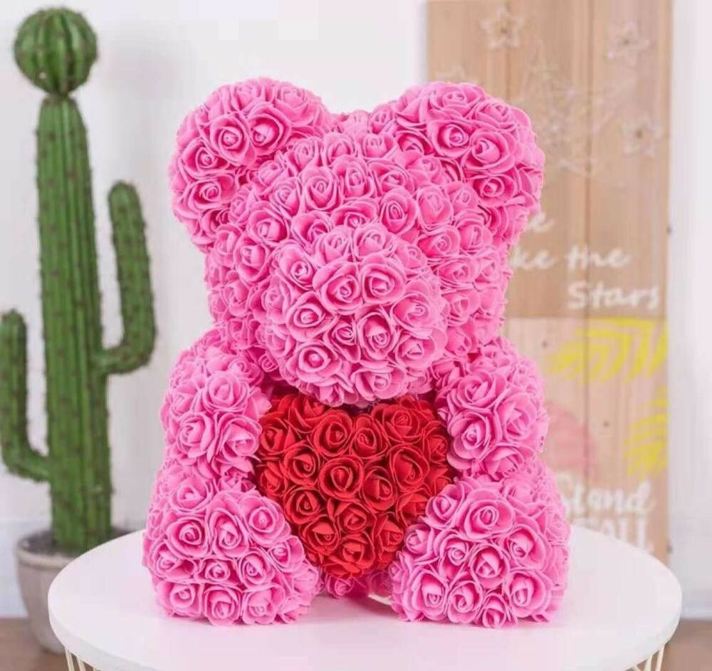 40cm Teddy Bear Rose Flower For Wedding Decor Girlfriend Birthday Valentine Gift