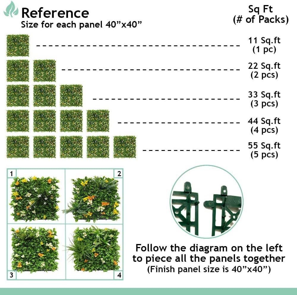 Artificial Boxwood Panel 3D Topiary Hedge Plant UV Protected Privacy Ivy Screen