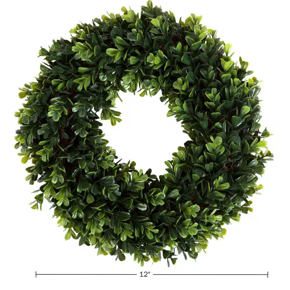12 In. round Artificial Boxwood Wreath