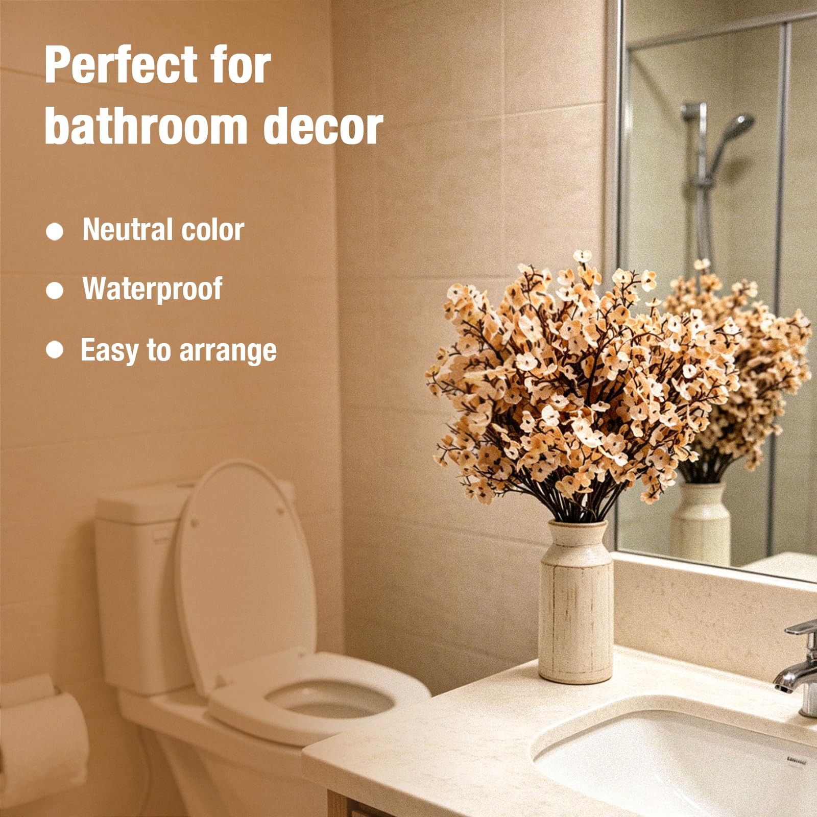 11 PCS Light Brown Artificial Babys Breath Silk Gypsophila Flowers Wedding