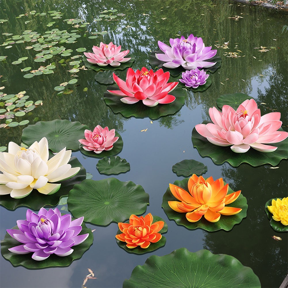 Realistic Floating Lotus Flowers for Fish Tank and Pond Decorations 10 Pcs