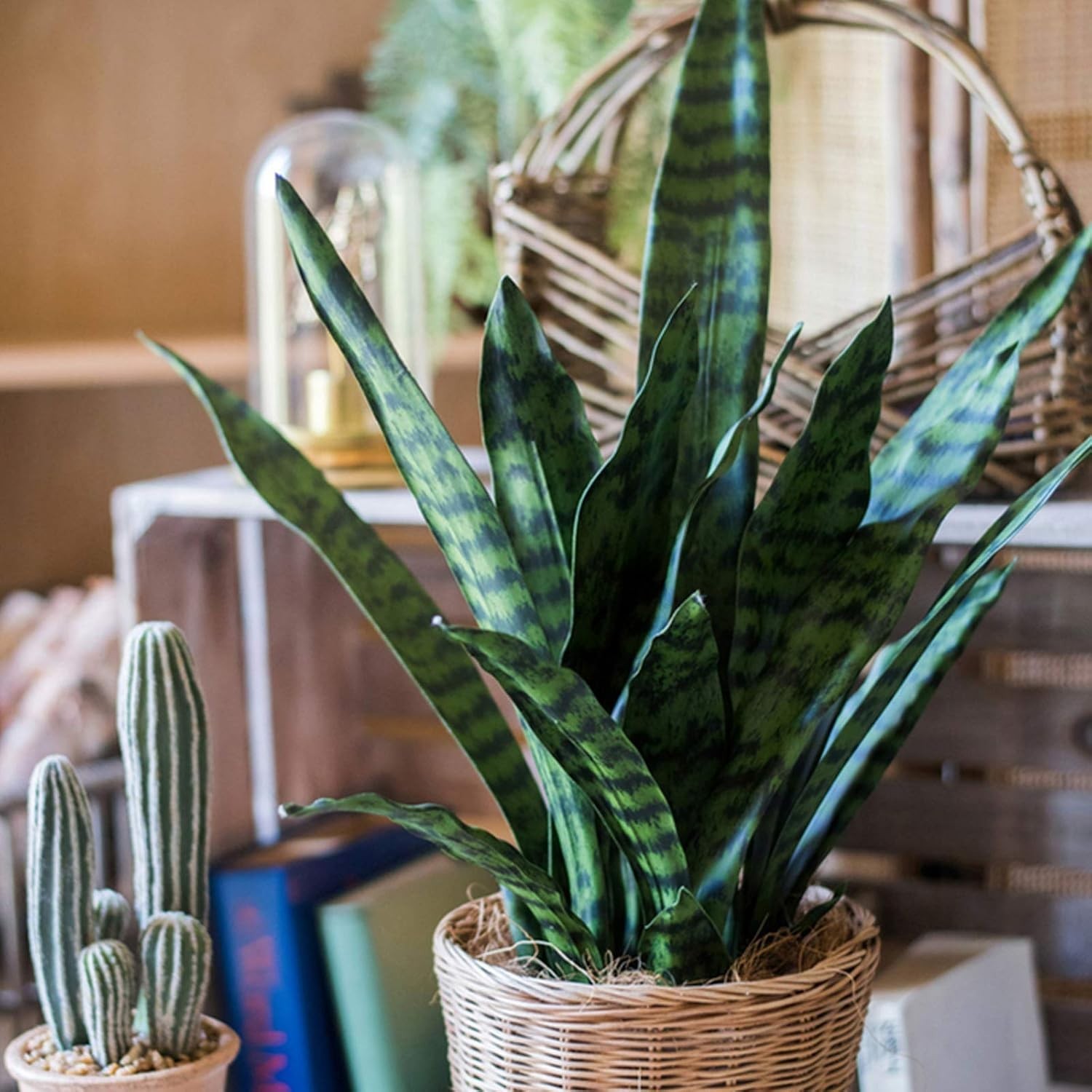 Tall Fake Snake Plant Leaves Set 21 Pcs Various Sizes Home Office Garden Decor