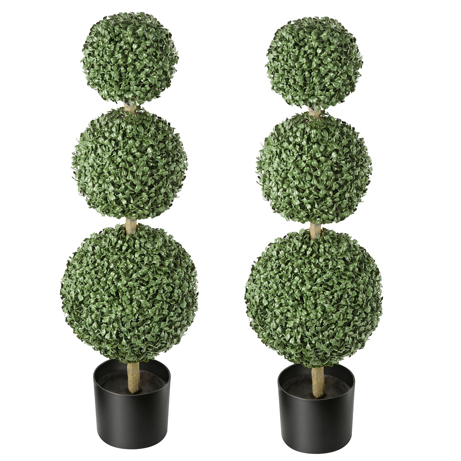 Uimoso Artificial Boxwood Triple Ball 3 Ft Set of 2 Greenery Decor for Indoor