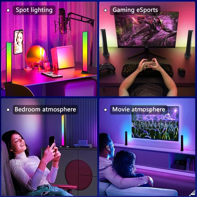 LED Floor Lamp RGB Desktop Colorful Atmosphere Music Night Light Strip WIFI/Blue