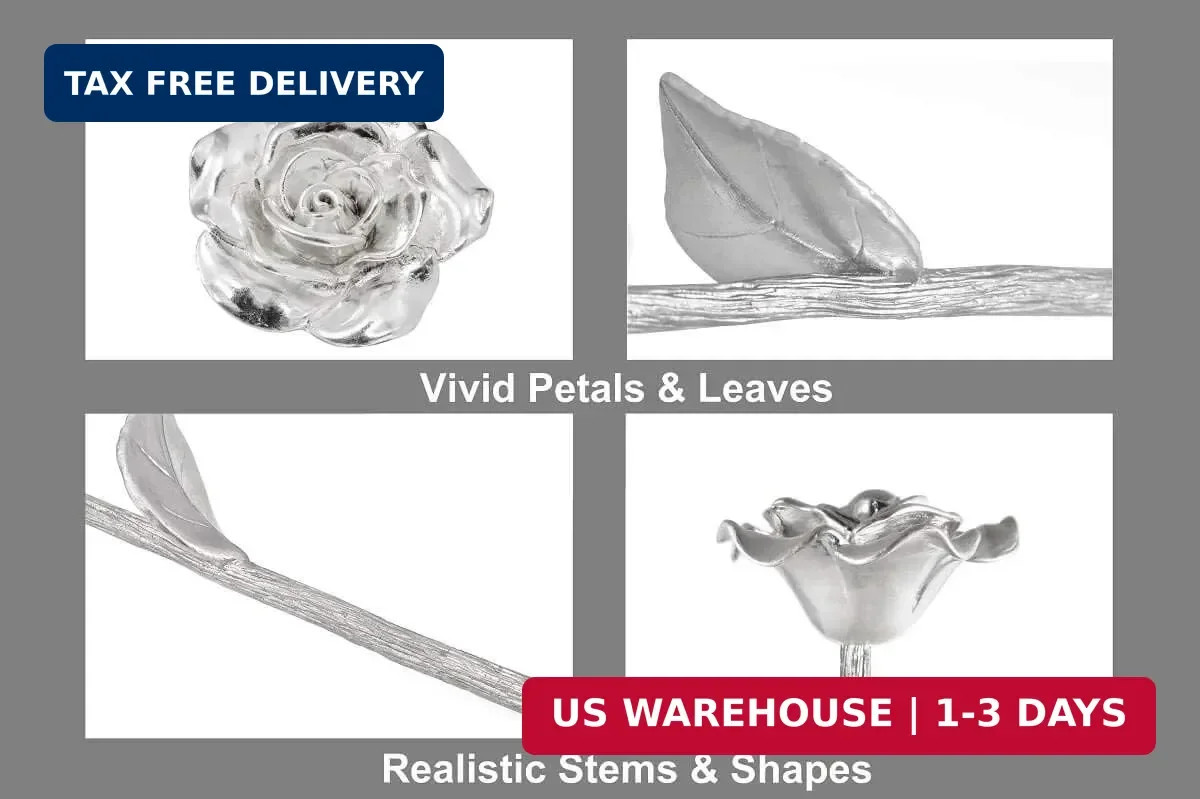 Tin Rose 10th Anniversary Gift for Wife, Solid Cast Aluminum Everlasting Rose