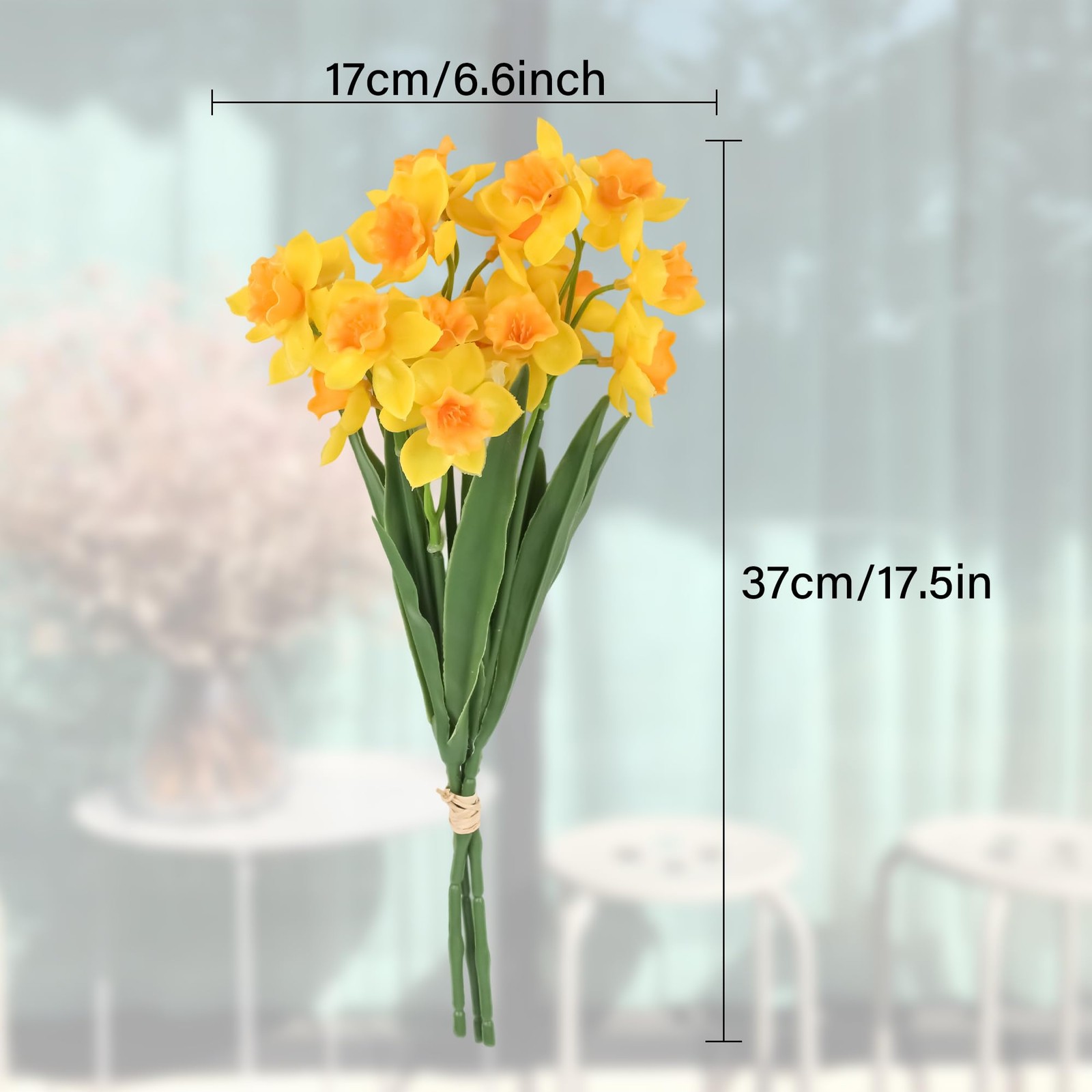 3 Bundles Daffodil Artificial Flowers 14.5In Real Touch Yellow Faux Daffodils…
