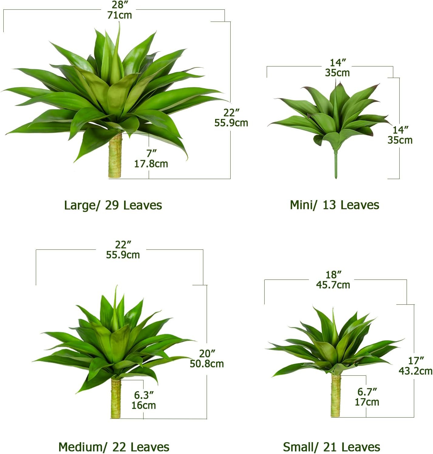 12.6″ UV Resistant Artificial Agave Plants – 2 Pack for Indoor/Outdoor Decor