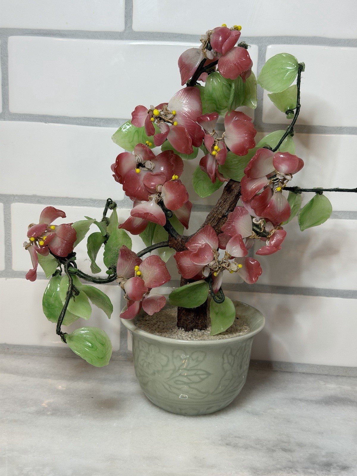 ✨ Vintage Gemstone Blossom Tree in Ceramic Pot ✨