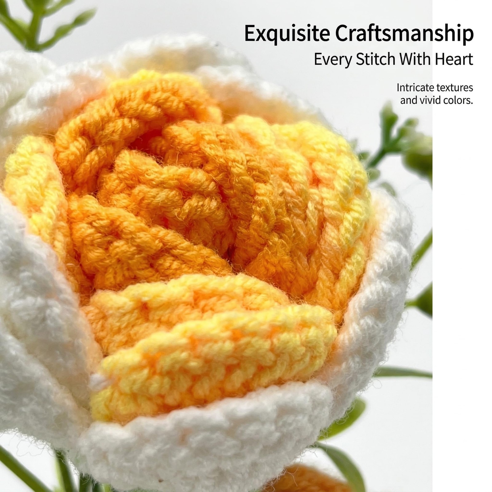 Crochet Flower Gift – Handmade Knitted Yellow Rose Mini Potted Arrangement, E…