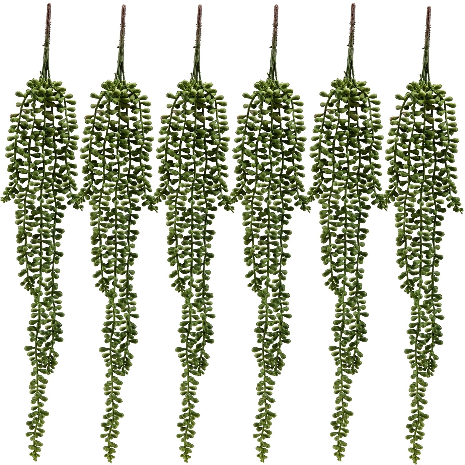 6 Pcs Succulents Plants Artificial Hanging Plants-String of Pearls Faux Green…