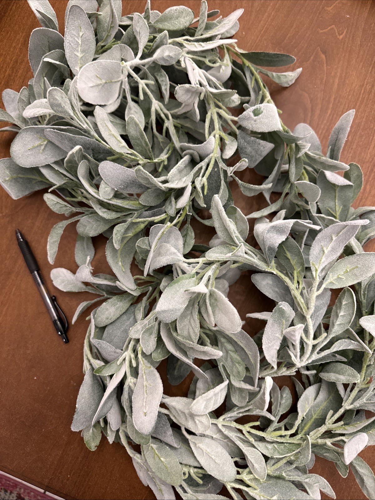 2pc Faux Garland 6ft Artificial Gray Green Velvet Leaves Farmhouse Garden Decor