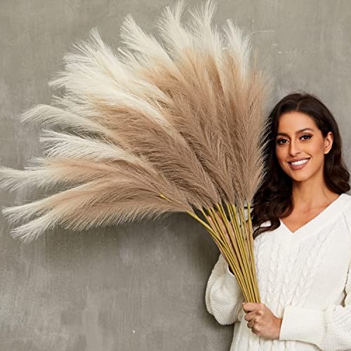 Faux Pampas Grass, 9 PCS 37”/3.1FT Tall Fluffy Fake Pompas Floral, Large Mixed
