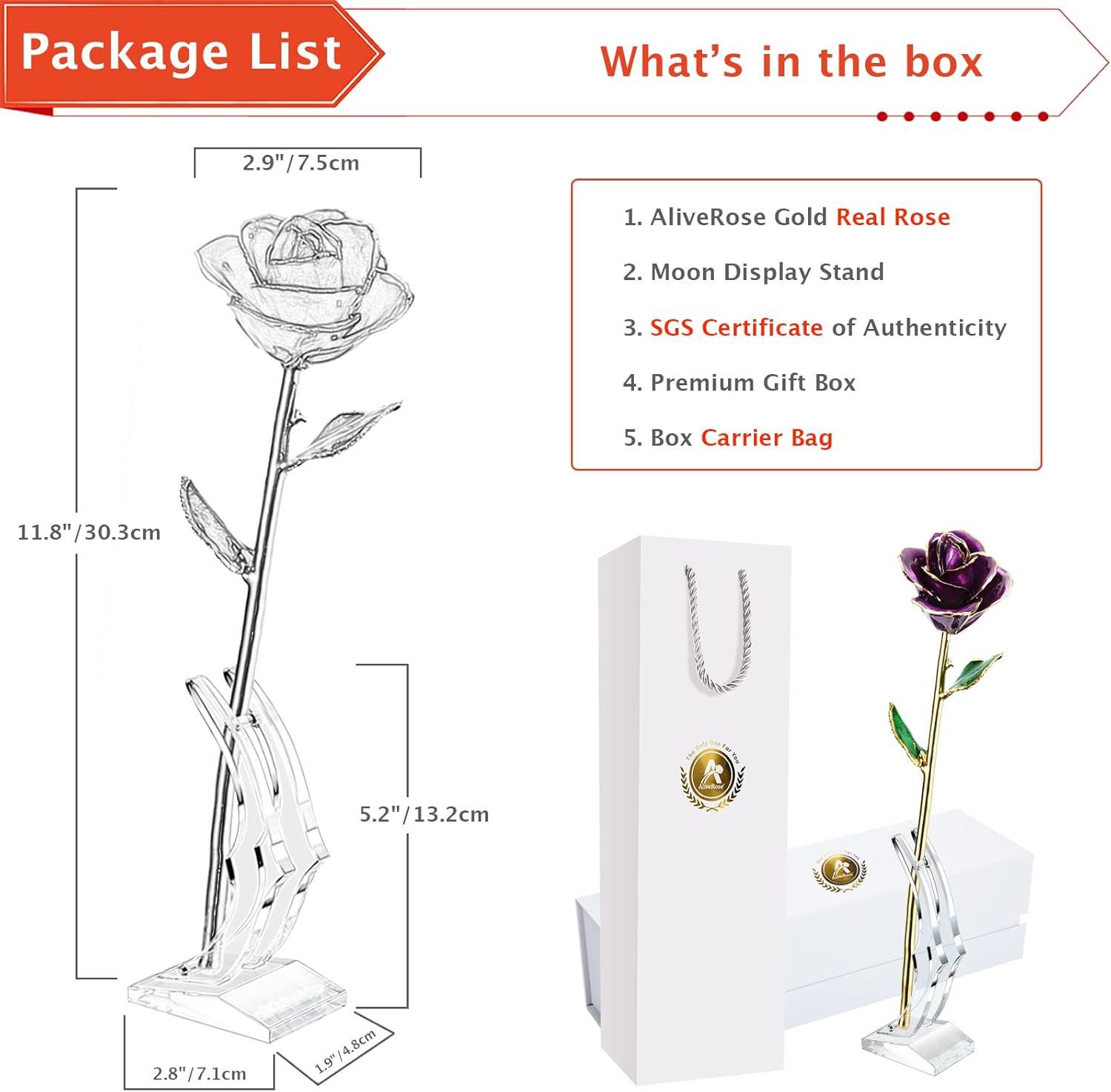 24K Gold Dipped Purple Rose – Unique Gift for Mom on Any Occasion