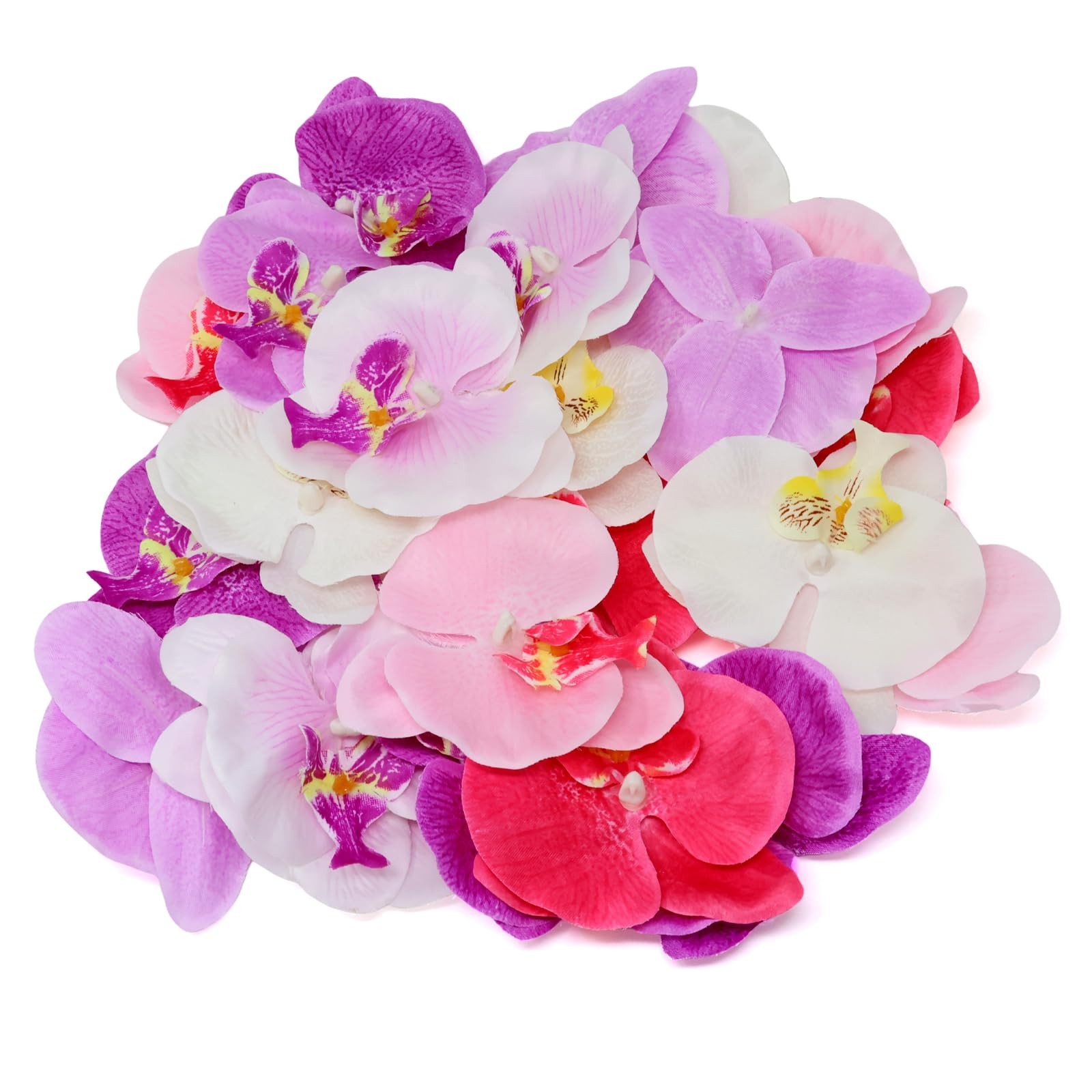 24PCS Fabric Butterfly Orchid Flower Heads Artificial Fake Flowers Heads for …