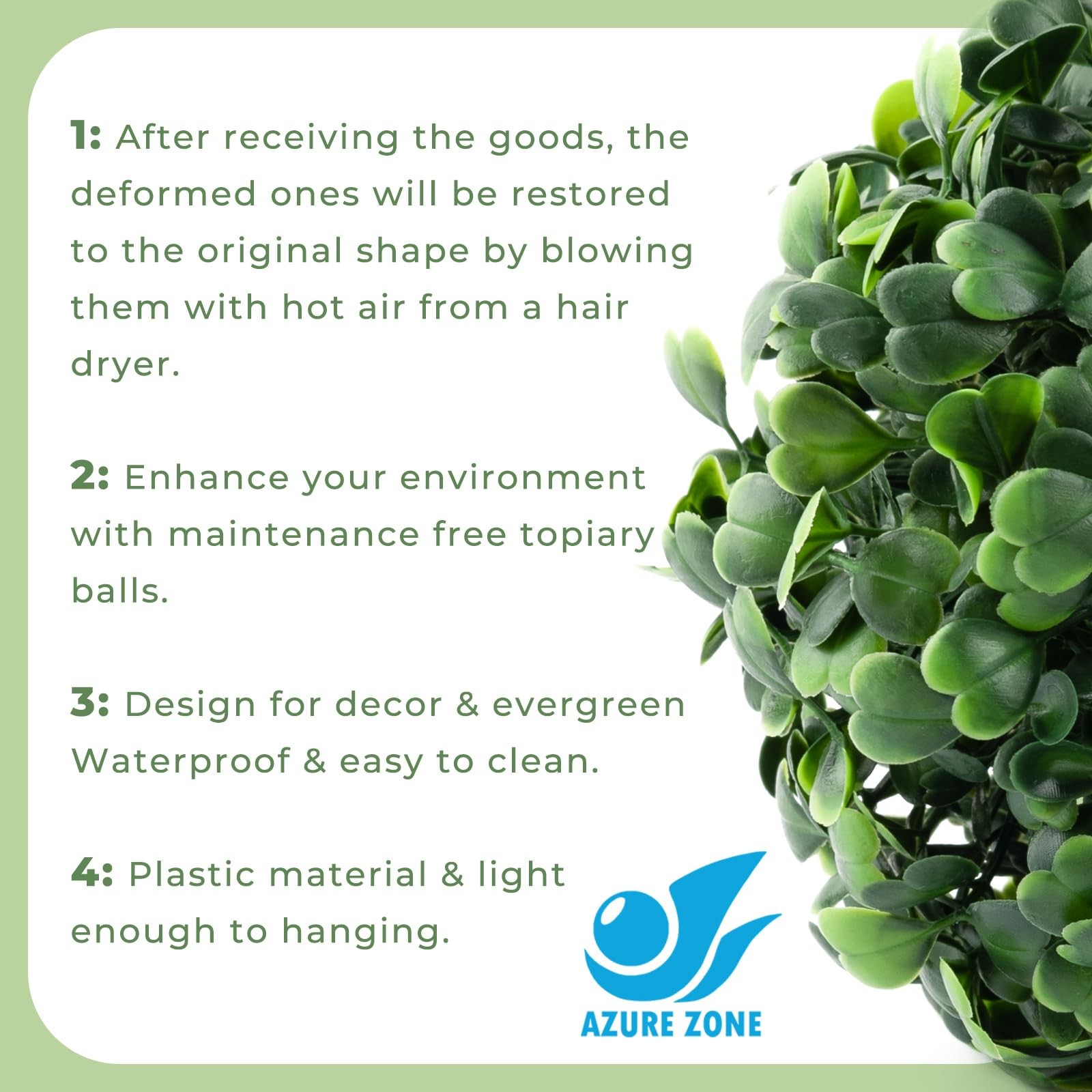 6 PCS 4 Inch Artificial Boxwood Topiary Green Plant Balls Decorative Greenery