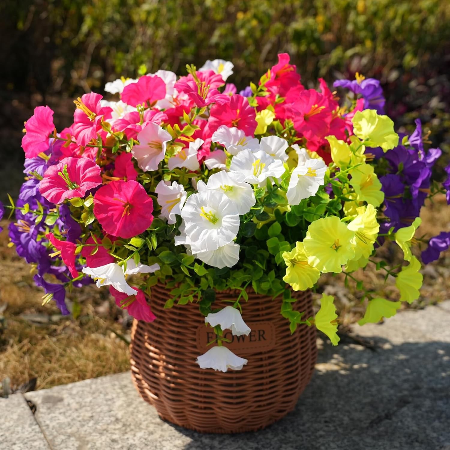 16× Artificial Flowers Realistic Fake Silk Morning Glory Outdoor UV Resistant US
